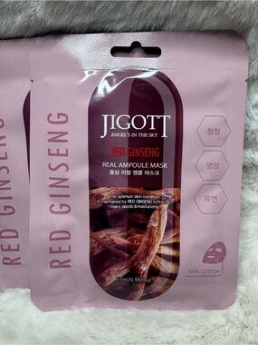 JIGOTT Red Ginseng Real Ampoule Mask - Pink 5 Mask